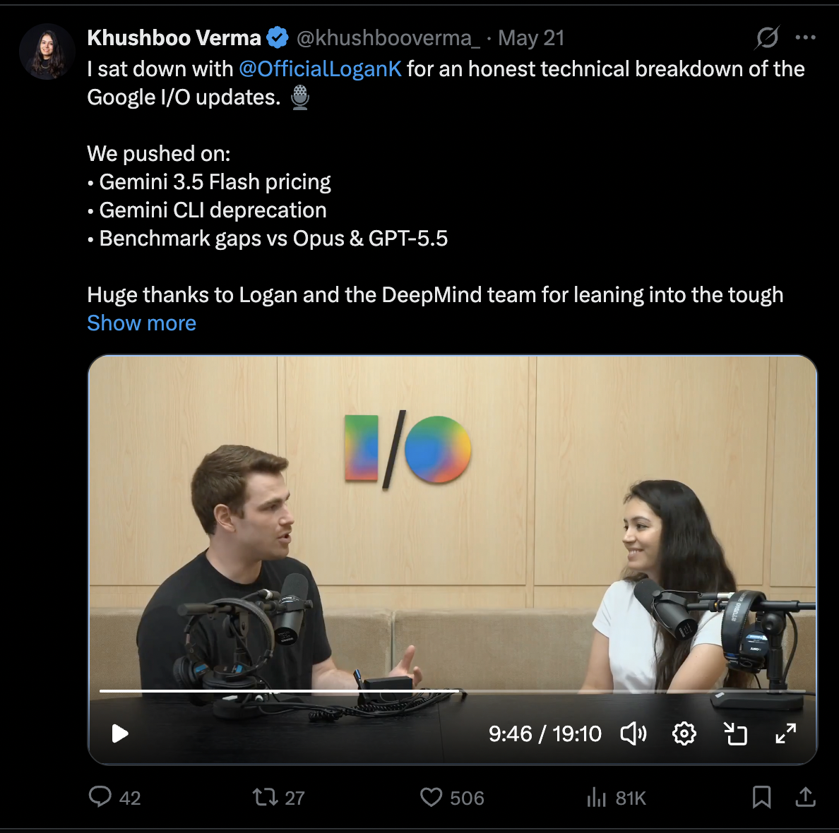 Podcast with Logan Kilpatrick: A technical Google I/O breakdown with Logan Kilpatrick.